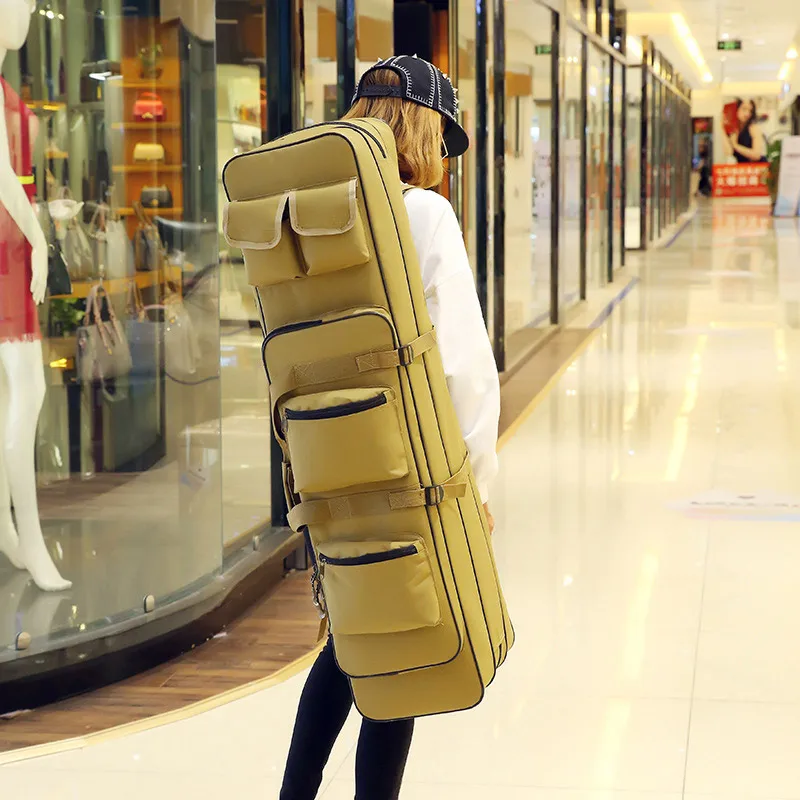 Bolsa de pesca plegable de 3 capas, caña de pescar OXford para cubierta de tela, bolso de un solo hombro para pesca, mochila para peces al aire libre, 80 /120 cm, XA94G - imagen 5