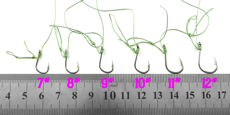 MNFT 1 pesca de carpa hecha a mano, sedal de pesca con núcleo de plomo listo, aparejos de pelo atados, líder trenzado, alimentador grueso, anzuelo de púas, tamaño 7 #   -12 # - imagen 2