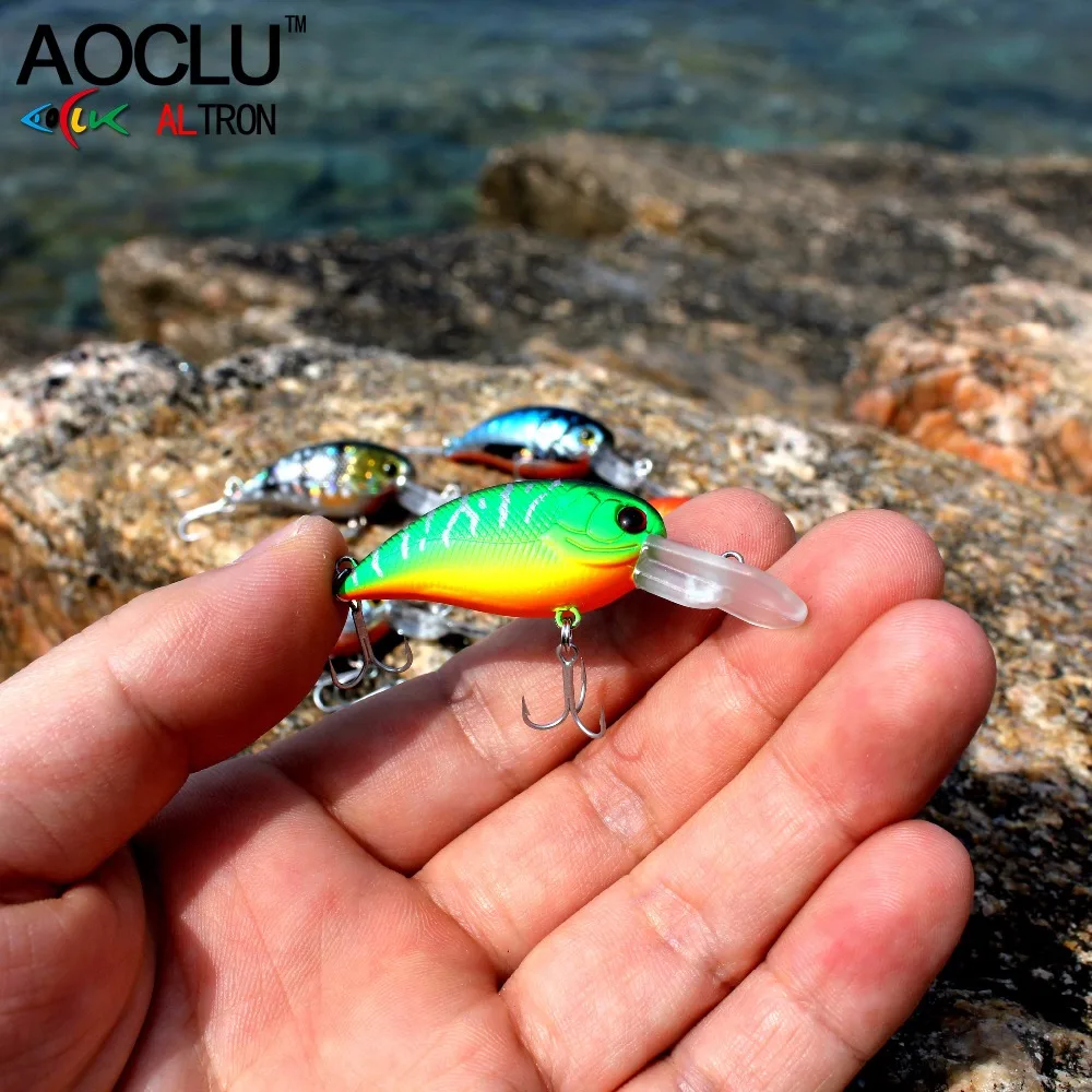 AOCLU-Cebo flotante Wobbler, manivela Minnow, señuelo Shad, gancho VMC para barco de bajada, pesca de lubina, 50mm, 3,0G, buceo 0,3-0,8 m - imagen 3