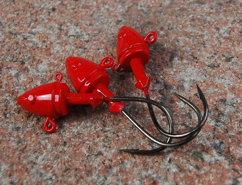 Anzuelo de pesca con cabeza plomada, cebo de gusano suave de 39g y 75mm, Color rojo, lote de 4 unidades - imagen 2