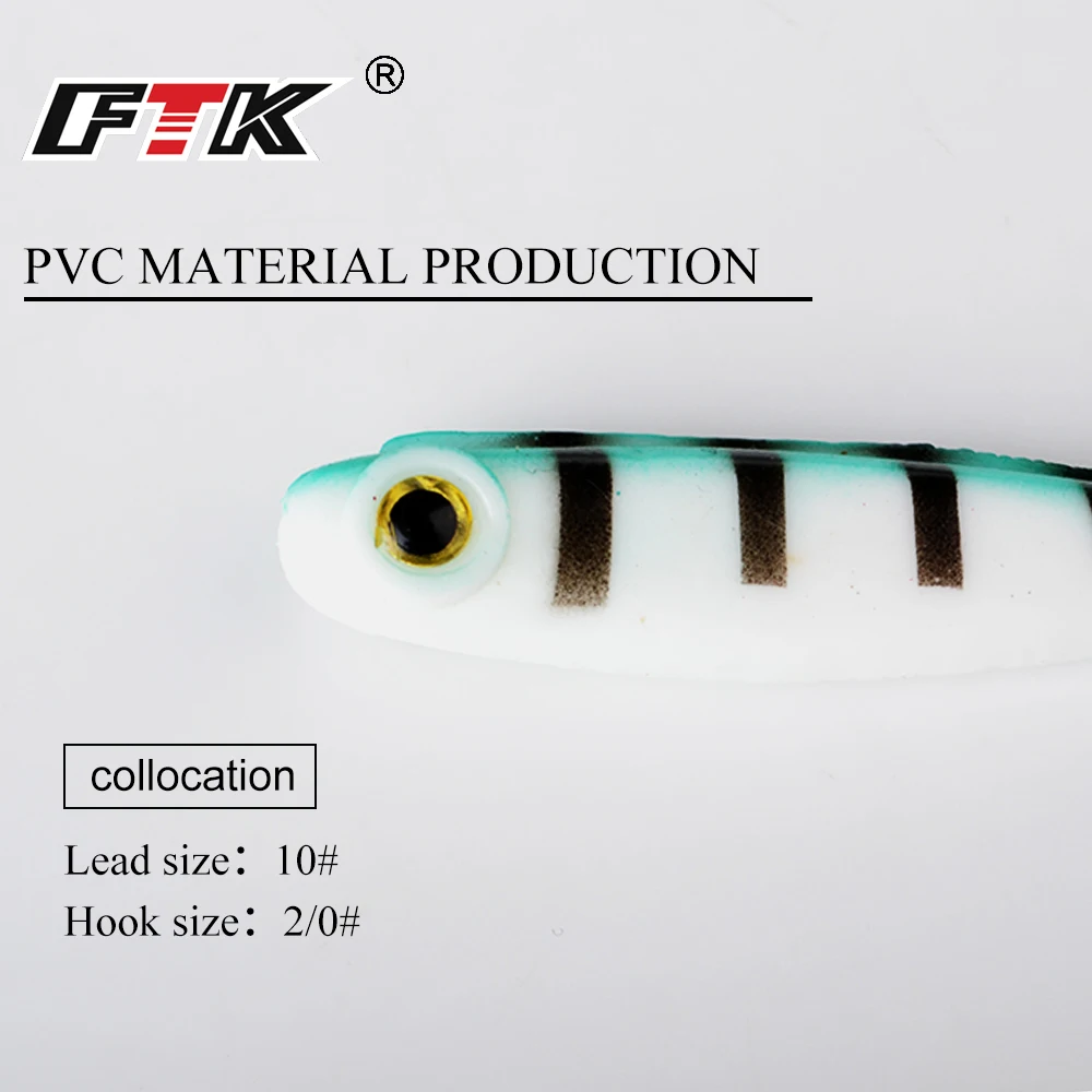 FTK 4-5 Uds Señuelos de pesca blandos señuelo cabeza flotante lubina silicona cebo Artificial Wobblers 3D Shake T Tail - imagen 3