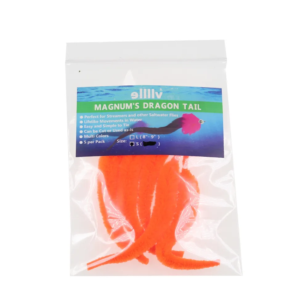 Cola de dragón de tamaño S Magnum para Lucio, Musky Strearmer, cebo de pesca de agua salada, Material para atar moscas, 5 unids/lote por paquete - imagen 5