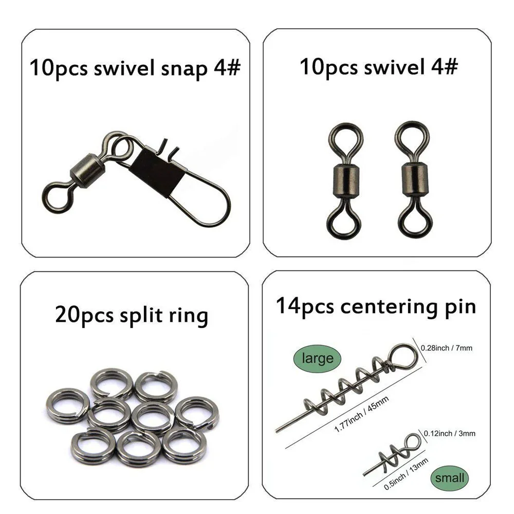 JSM-Kit de Señuelos de Pesca, 200 unids/lote, cebos que incluyen Crankbaits Spinnerbaits, ganchos de plantilla de gusanos de plástico, señuelos giratorios de pesca - imagen 3