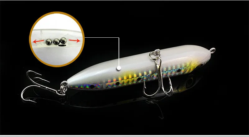Señuelo tipo lápiz flotante para pesca, cebo de tiro duro, bolas de acero de fundición de ataque de largo alcance, señuelos de 9,5 cm/14g - imagen 3