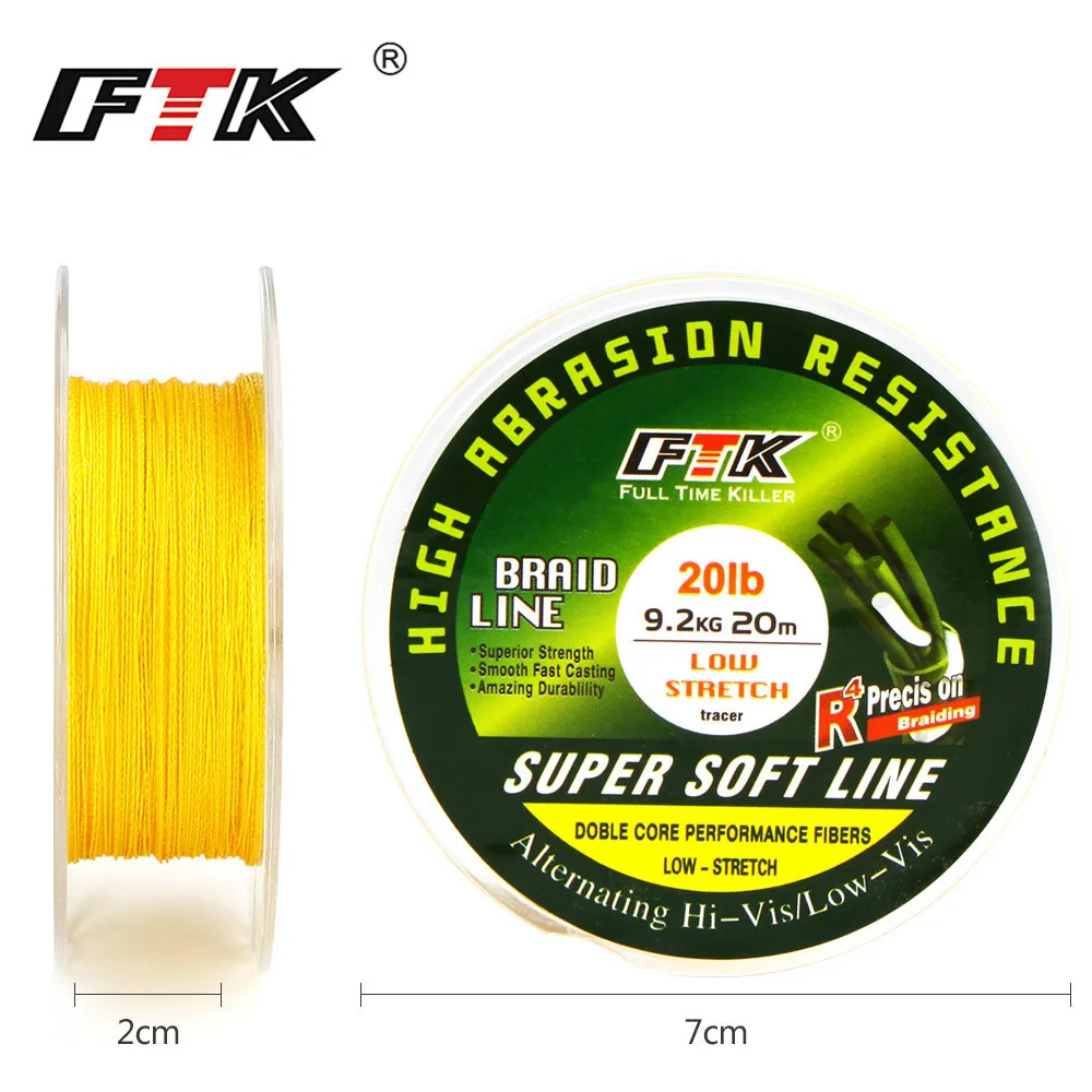 FTK 20m 4 hebras hilo de pescar trenzado invierno 0,06-0,25mm 8LB-28LB hilo de pescar multifilamento hielo trenzado PE alambre Lucio - imagen 4