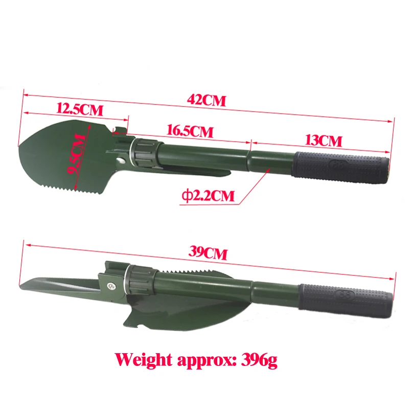 MNFT nueva pala de pesca plegable portátil supervivencia al aire libre Camping senderismo pala multifuncional Kit de supervivencia carretilla elevadora Color verde - imagen 3