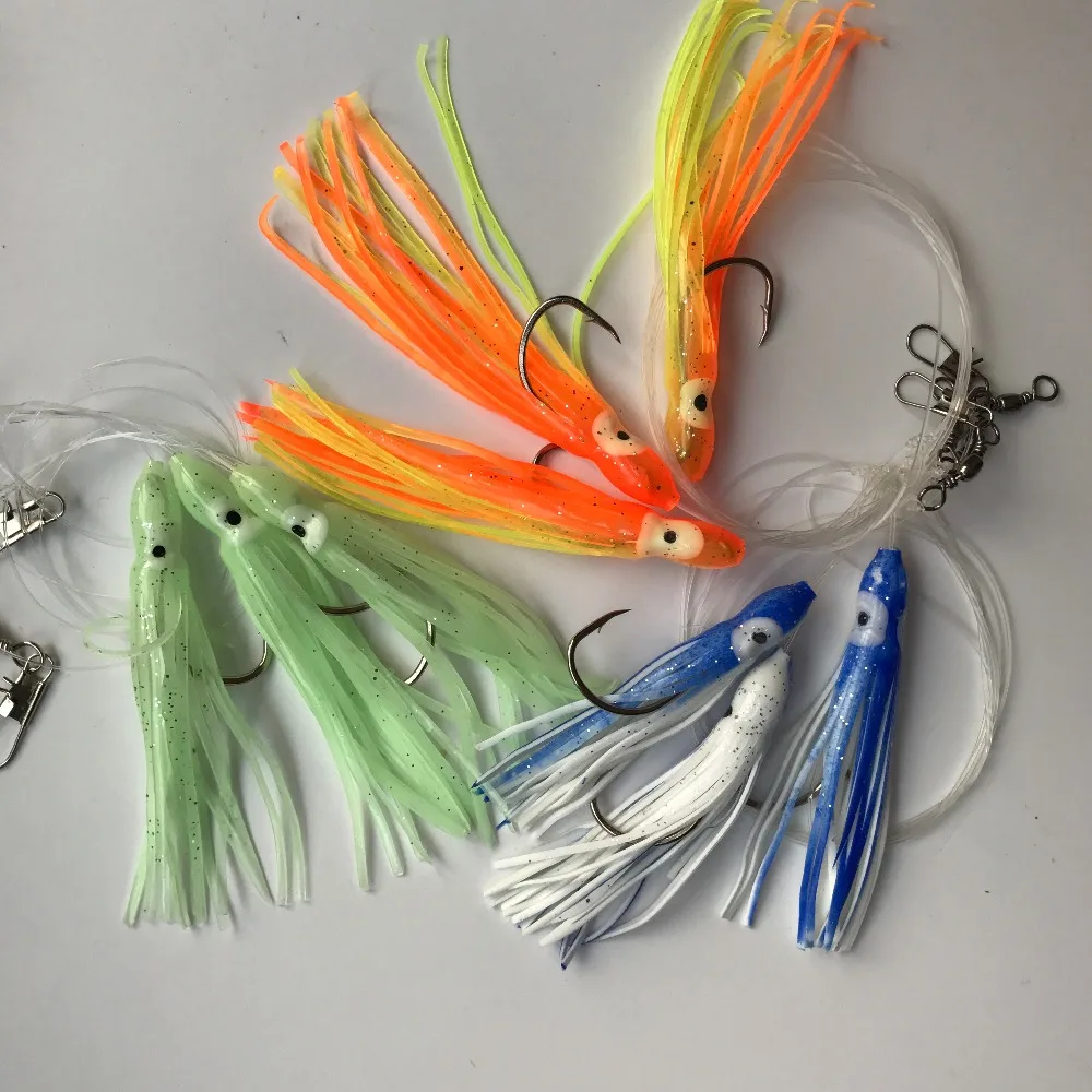 JYJ Artificial 1 bolsa de anzuelos de cuerda de pesca en el océano, plataformas de vivero de pulpo sabiki, cebo inferior de señuelo de pez vela rosa de mal de mar - imagen 5