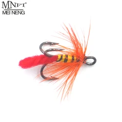 Anzuelos triples mosca 3X naranja – cebra negra cuerpo amarillo