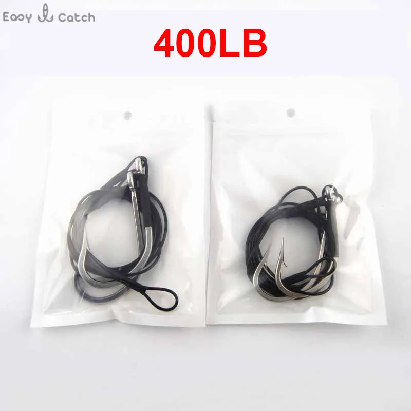 Anzuelos de pesca de tiburón de acero inoxidable, aparejos de alambre de 400LB, aparejo de anzuelo de tiburón para Señuelos de pesca, tamaño 10/0 12/0 - imagen 3
