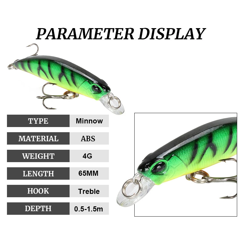 Slowly Sinking Minnow Fishing Lure 65mm 4g Artificial Japan Hard Bait Bass Pike Wobblers Crankbait Carp Fishing - imagen 3