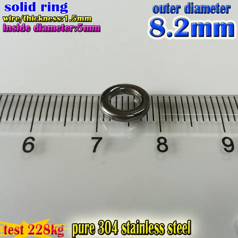 Anillos sólidos de pesca 2019, accesorios de pesca, alambre de 1,5x5mm x 8,2mm, cantidad: 30 unids/lote, anillo de jigging de acero inoxidable 304