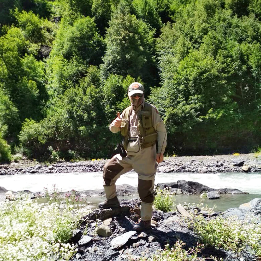 Vadeadores de pecho transpirables para pesca con mosca, ropa de Rafting, pantalones impermeables, pantalones de caza para vadear, monos con media de pie - imagen 5