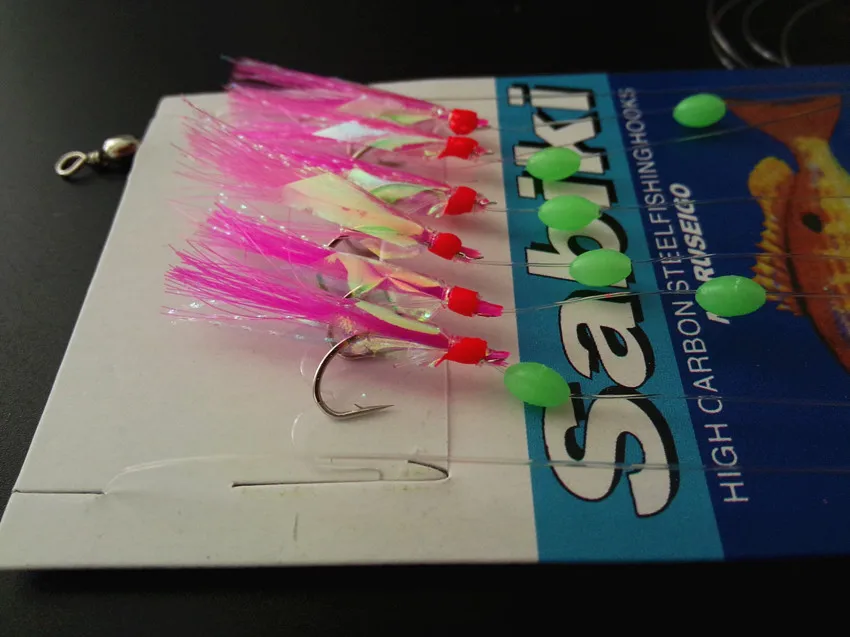 JYJ-señuelo de pesca sabiki, aparejos de pesca de invierno, juego de anzuelos, pluma, 4 paquetes - imagen 4