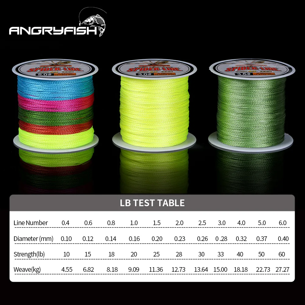 Angryfish-sedal de pesca multifilamento, 4 cables trenzados de PE Multicolor de 100M, 0,4 #-6,0 #, código 10-60LB - imagen 2