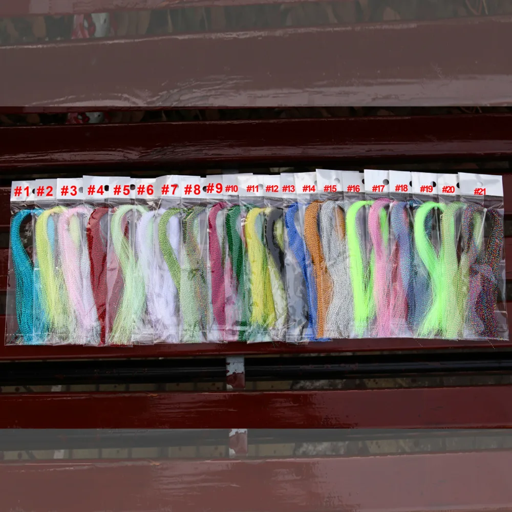 Bimoo-50 bolsas de hilo de oropel trenzado para anzuelo, Flashabou para anzuelo, Material de fabricación de señuelos triples - imagen 4