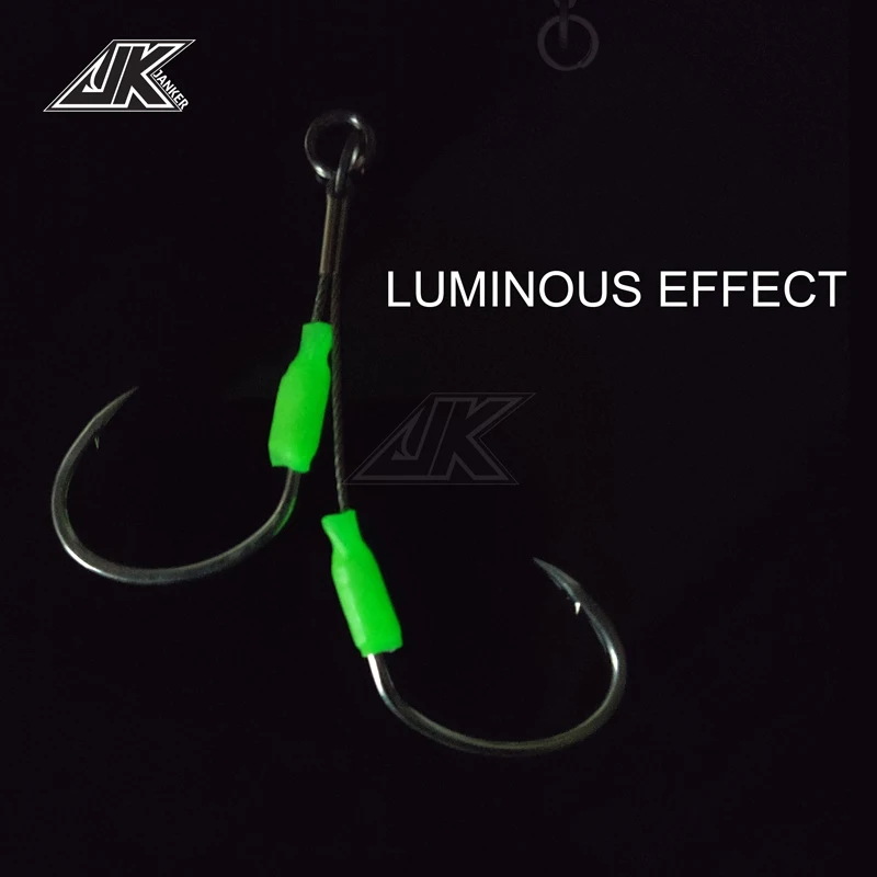 JK-anzuelo de Jigging resistente al desgaste, plantilla de alambre de acero, anzuelos de ayuda doble, anzuelo de agua salada brillante, anzuelos de mar, aparejos de pesca para barcos, 3 paquetes - imagen 4