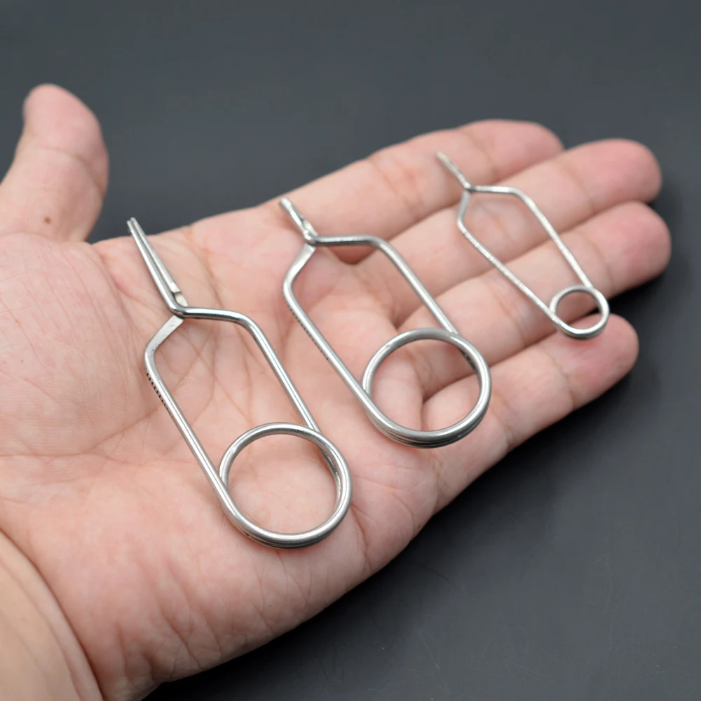 MNFT L/M/S accesorios para moscas de ninfa punta de estilo inglés alicates para hackle de acero inoxidable/Clips de plumas herramientas para hacer hackle - imagen 5