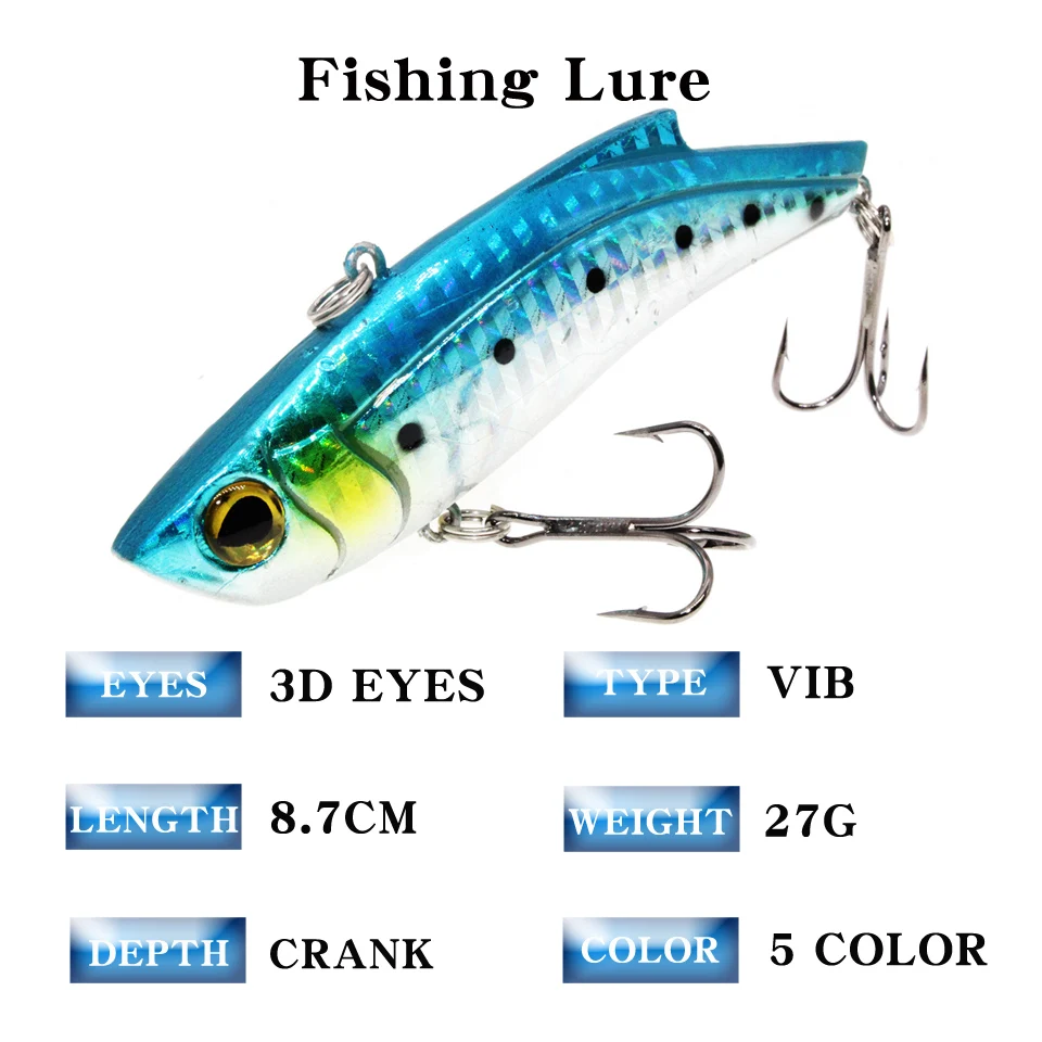 LEOSPORT-SEÑUELOS DE Pesca DE 9cm/27g, cebo Artificial VIB, 5 colores disponibles, Crankbait Wobblers, aparejos de Pesca - imagen 2