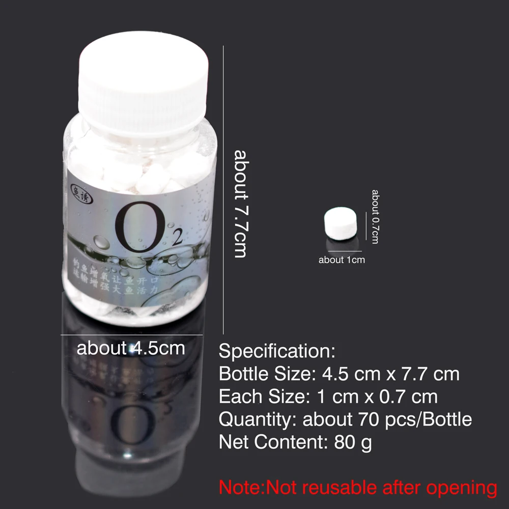MNFT 1 botella de tabletas oxigenantes que proporcionan oxígeno para acuarios, peceras, tabletas de oxígeno/partículas, tabletas de oxígeno, cebo de pesca - imagen 2