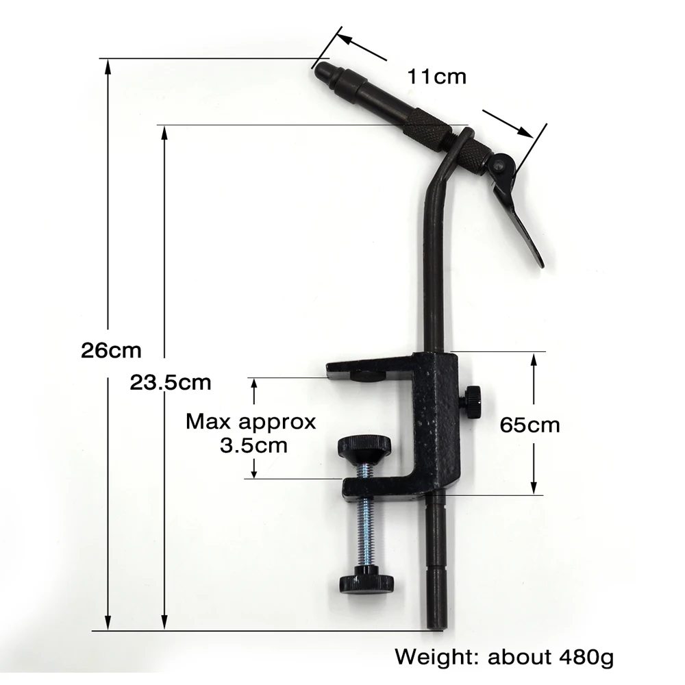 MNFT 1 Uds. Tornillo de banco giratorio con abrazadera en C para atar moscas, tornillo de banco de atado de hierro negro mate DIY, herramienta de gancho para moscas para viajeros principiantes - imagen 2