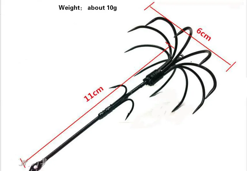 Anzuelos volteados, anzuelos de calamar, acóculo, sección triple, paraguas, cuerda de explosión, anzuelo de mar, Océano - imagen 2