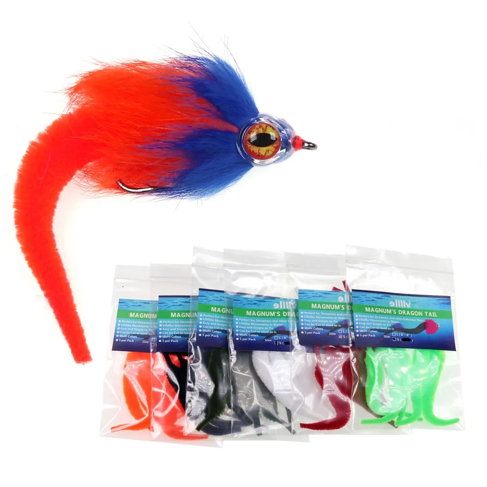 Bimoo-10 Uds. De cola de dragón de 9cm, Señuelos de Pesca de agua salada, cebo, Streamer, moscas - imagen 3