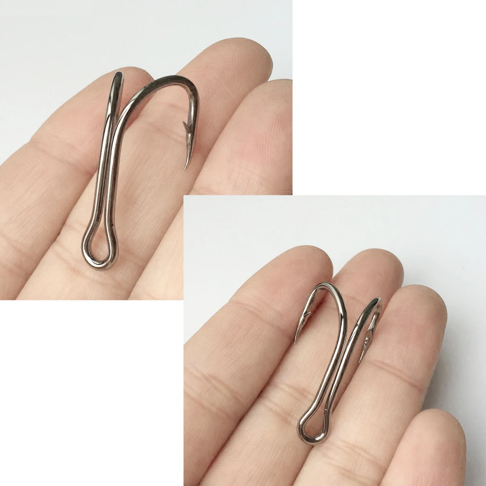 Shaddock-anzuelos de pesca con mosca, anzuelo doble de acero al carbono, anzuelo negro para señuelo suave, tamaño 6 #-4/0, 25 uds. - imagen 5