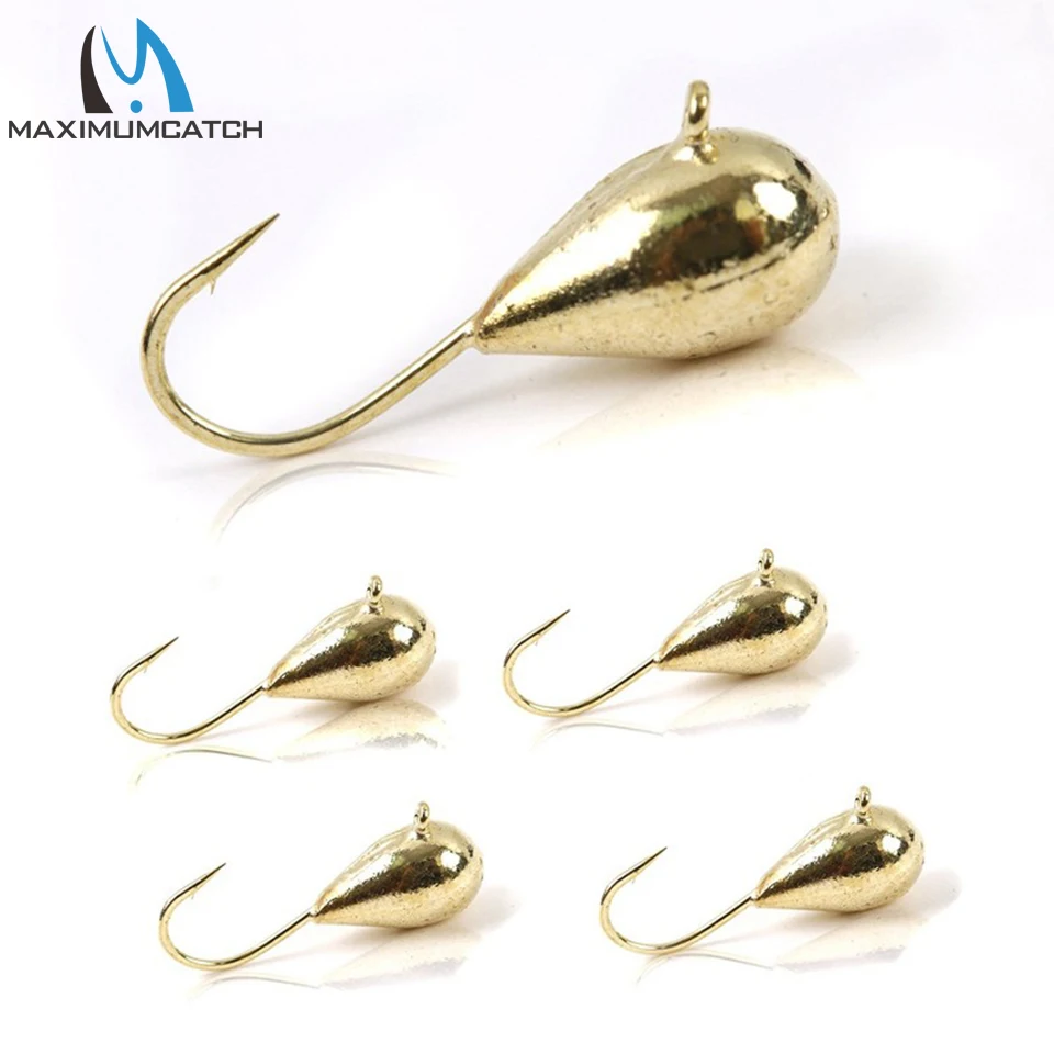 Maximumcatch 5 plantillas de hielo de tungsteno - 0,42 g-1,90 g 11 mm-17 mm con Japón # 12 # 14 # 16 ganchos para cebo de pesca en hielo de invierno - imagen 5