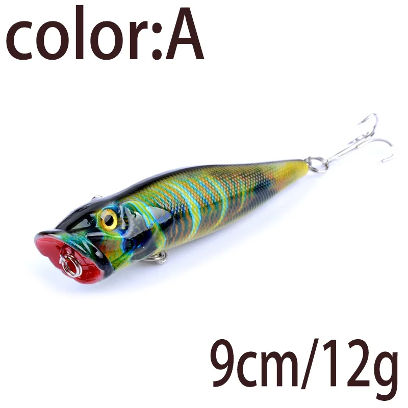 Señuelo de pesca Topwater flotante Popper 6 # gancho de acero al carbono alto, cebos de manivela, herramienta de aparejos de pesca, 9,5 cm, 12g, WD-413 - imagen 3
