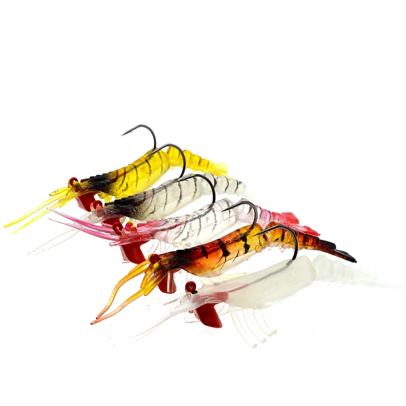 Señuelo suave para camarones de varias secciones, segmento de pesca, camarones con anzuelo de cabeza de plantilla, señuelos artificiales brillantes para peces, 1 pieza en oferta - imagen 3