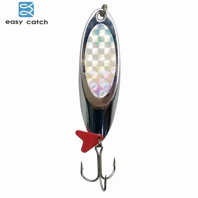 Easy Catch-Señuelos de Pesca de cuchara de Metal duro, anzuelos de pesca de agua salada, plantilla de plata, cebo giratorio para trucha, 10 Uds., 40g - imagen 2