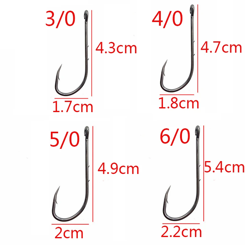 JSM-anzuelos de pesca de acero al carbono 100, caña en rodajas, cebo con púas, tamaño 4 #-92247, 9/0 unidades - imagen 3