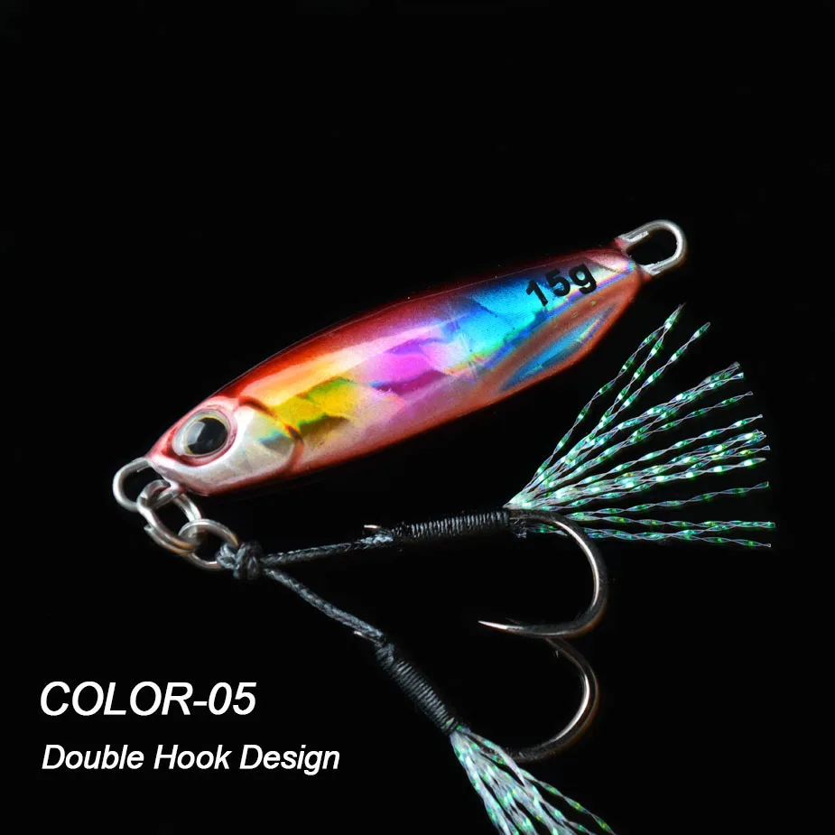 Micro jig metálico luminoso de caída lenta para lubina