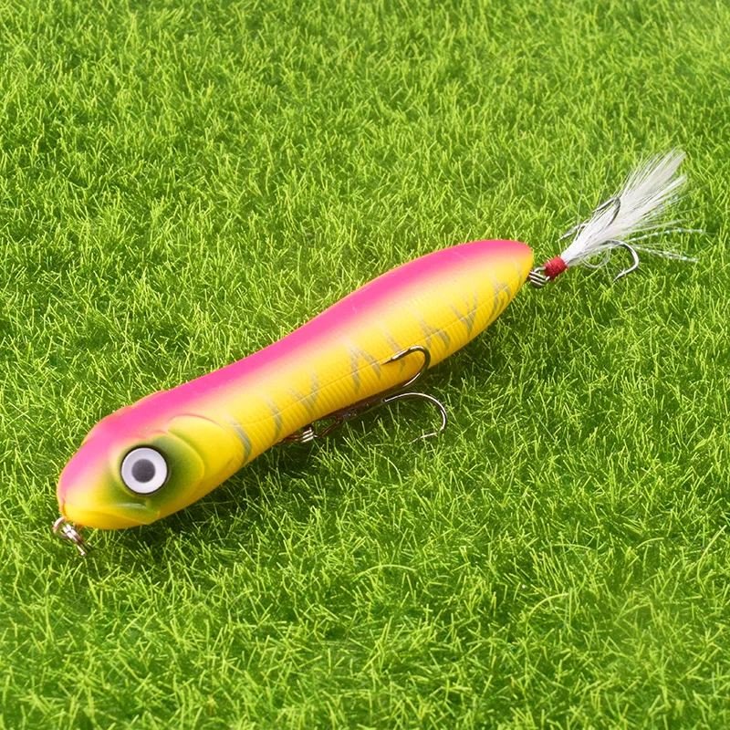 Juego de señuelos de lápiz de 6 piezas, Wobblers Minnow de 100mm y 16g, cebo duro Artificial con gancho de pluma, Crankbait, aparejos de pesca de lubina iscas - imagen 4
