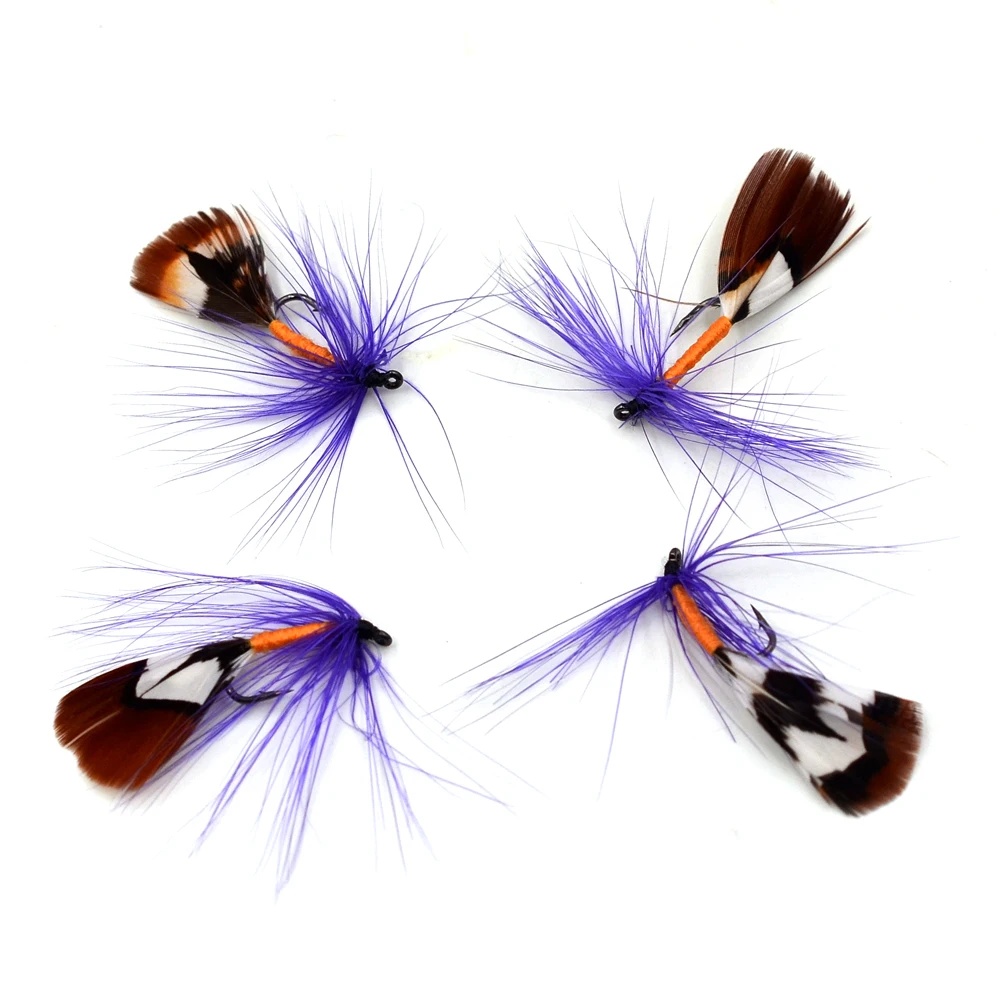 MNFT 10 piezas 8 #   Gancho seco de lubina de barba púrpura, señuelo de pesca con mosca de ninfa, cola de plumas, atado de ninfa, señuelos de cebo de pesca con mosca - imagen 2