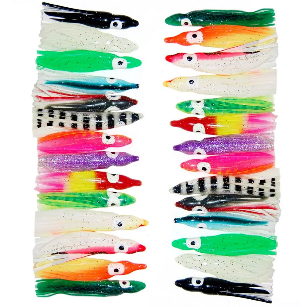 Señuelos de Pesca de silicona, faldas de calamar, pulpo, juego de Señuelos de Pesca de curricán para Jigs, cebo Artificial luminoso, 10 unidades, 5cm/2 pulgadas - imagen 2