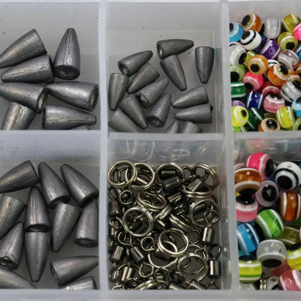 THKFISH-Kit de plomos de pesca de 219 piezas, anzuelos de pesca con forma de bala, pesas de plomo, cuentas giratorias de ojo de pez, juegos de aparejos de pesca - imagen 5