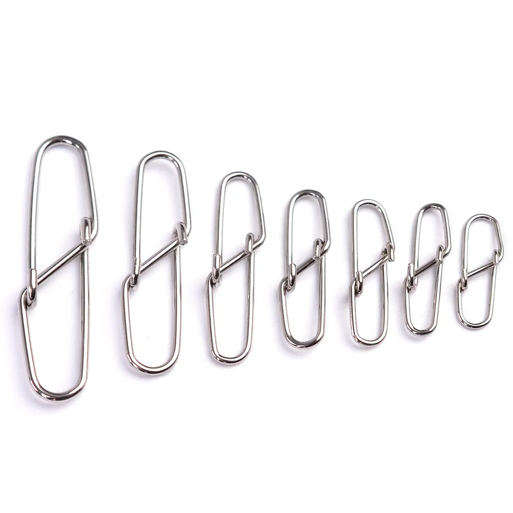 20 piezas de pasadores súper acanalados de acero inoxidable, pasador de cebo, Pin de seguridad, gancho de pesca de acero inoxidable, conector de línea, accesorios a presión