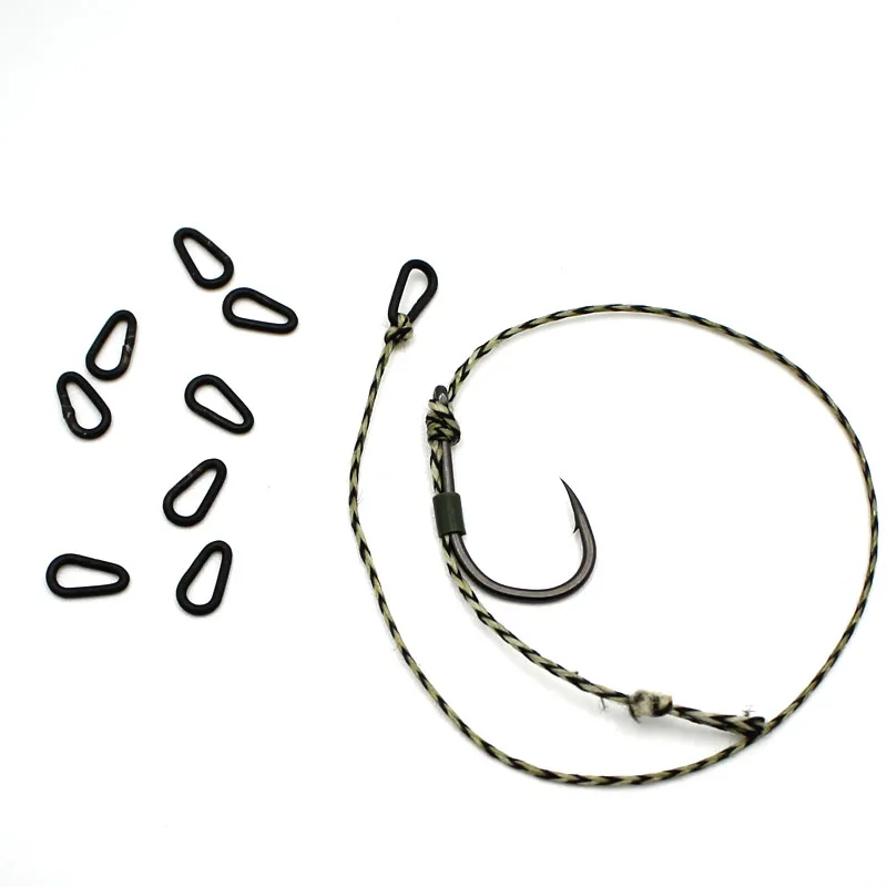 40 Uds. Accesorio de pesca de carpa, anillos de aparejo, anillo de aparejo ovalado, bucle de enlace de gota de lágrima, aparejos de pesca de carpa, aparejo negro antideslumbrante - imagen 5