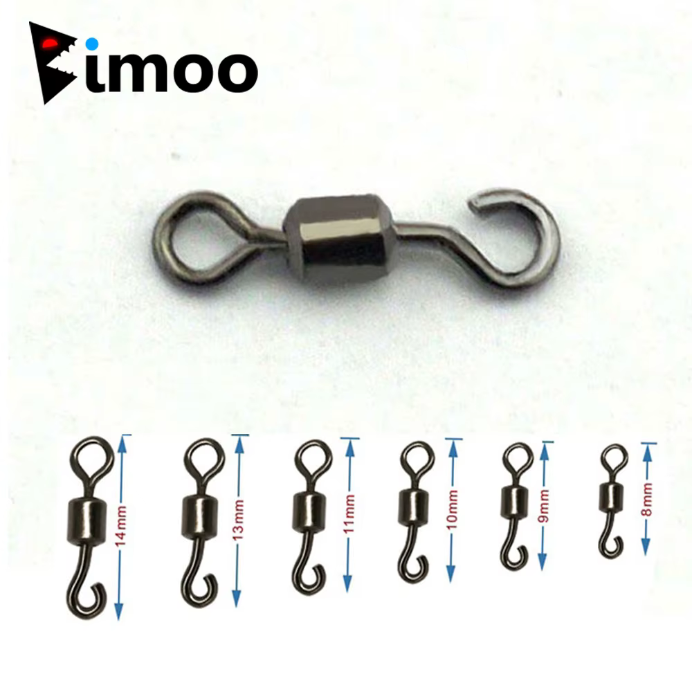 Bimoo-conector giratorio de pesca de latón, aparejo de anzuelo, Terminal de aparejo, accesorios de tamaño 5, 6, 7, 8, 10, 12, 100 Uds.