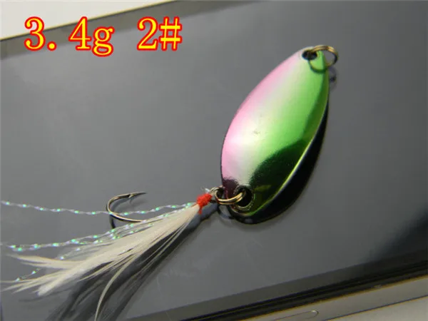JYJ-cuchara de Metal para pesca, juego de señuelos giratorios de 3,4g, 4,5g, para salón, lubina, Lucio - imagen 5