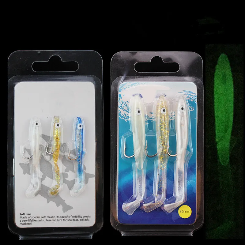 Señuelo blando de pesca, cebo Artificial de simulación de Anguila pequeña con anzuelo, 5,5 cm, 8,5 cm, 3 unidades/paquete - imagen 3