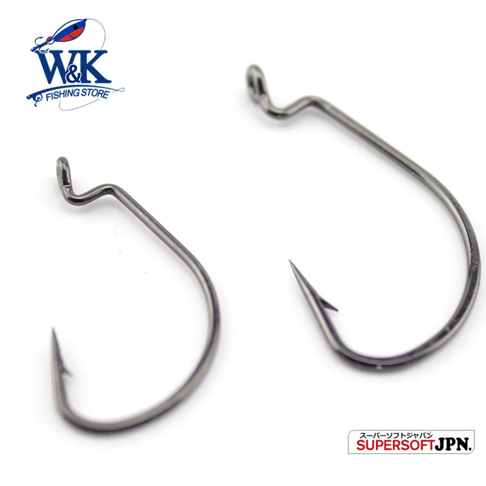 W & K-anzuelo de pesca de Material de alto carbono, 50 unidades, anzuelos de gusanos individuales, señuelo suave, accesorios de pesca, embalaje de caja de pesca de plástico - imagen 3