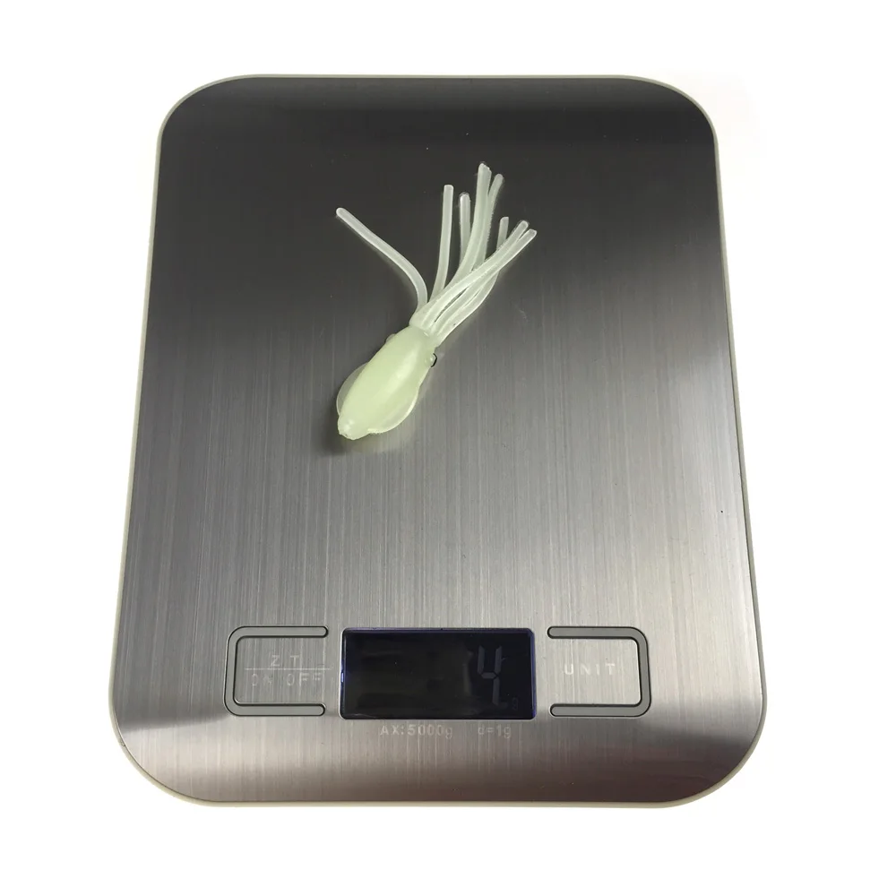 15 Uds. Señuelo de pesca de pulpo luminoso 75mm 4g brillo realista falda de calamar cebo cebos de goma Artificial suave Señuelos de pesca de agua salada - imagen 4
