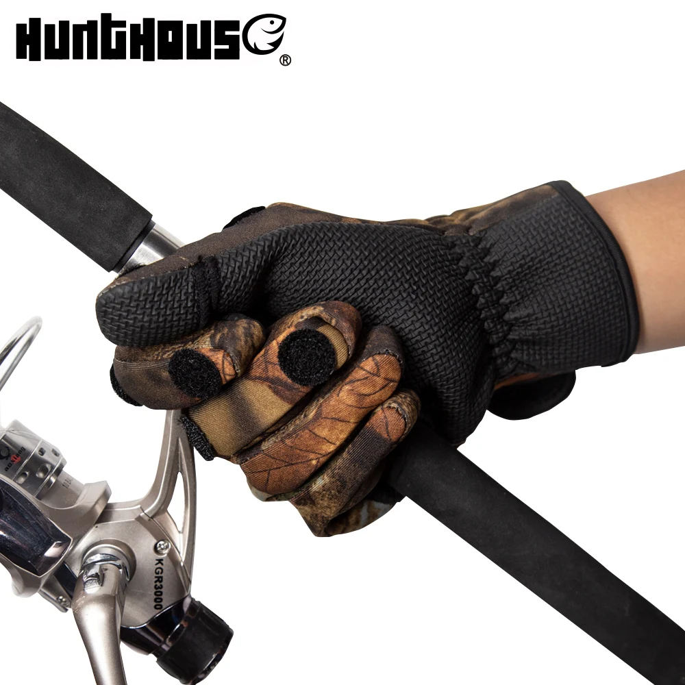 Hunthouse-guantes de pesca antideslizantes transpirables, resistentes al agua, tres dedos, equipo de pesca - imagen 2
