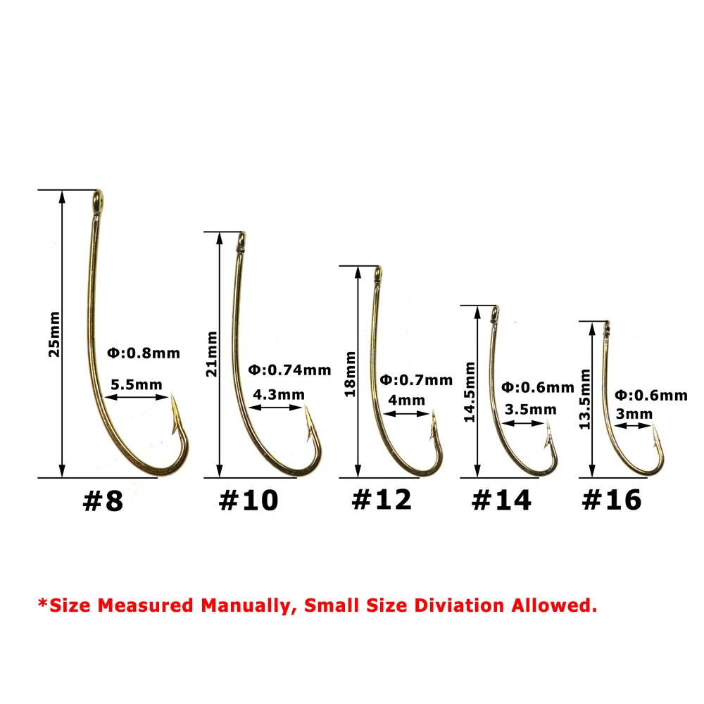 Bimoo-anzuelo de mosca seca terrestre 3XL, estimulador de anzuelo de mosca Stonefly, ninfa, 500 Uds., tamaño 8, 10, 12, 14, 16 - imagen 2