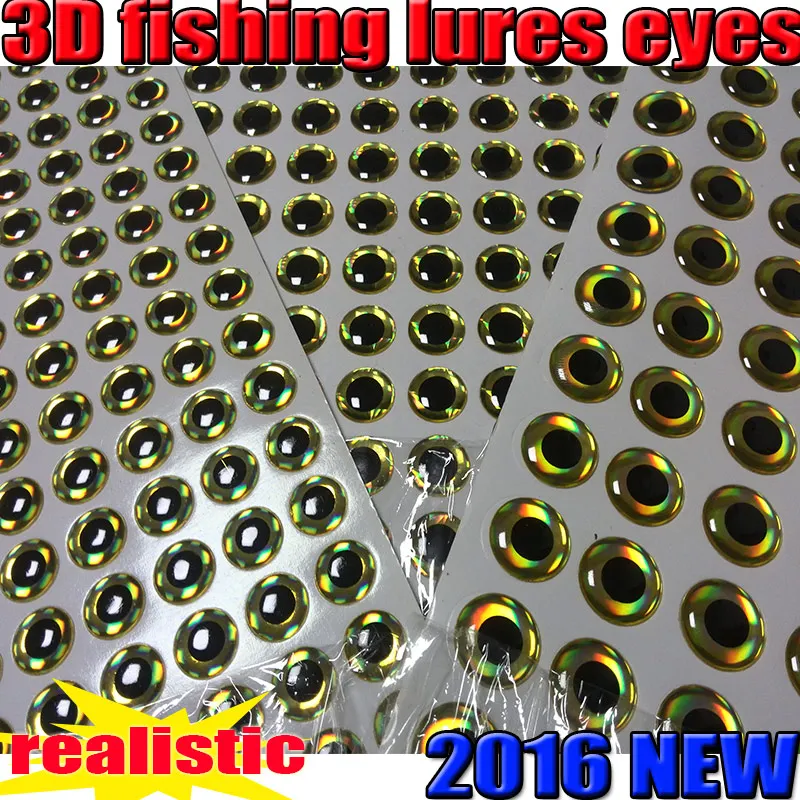 Ojos de señuelo de pesca 3D, Ojos de mosca a elegir tamaño: 4mm --16mm, cantidad: 500 unids/lote, color: dorado - imagen 2
