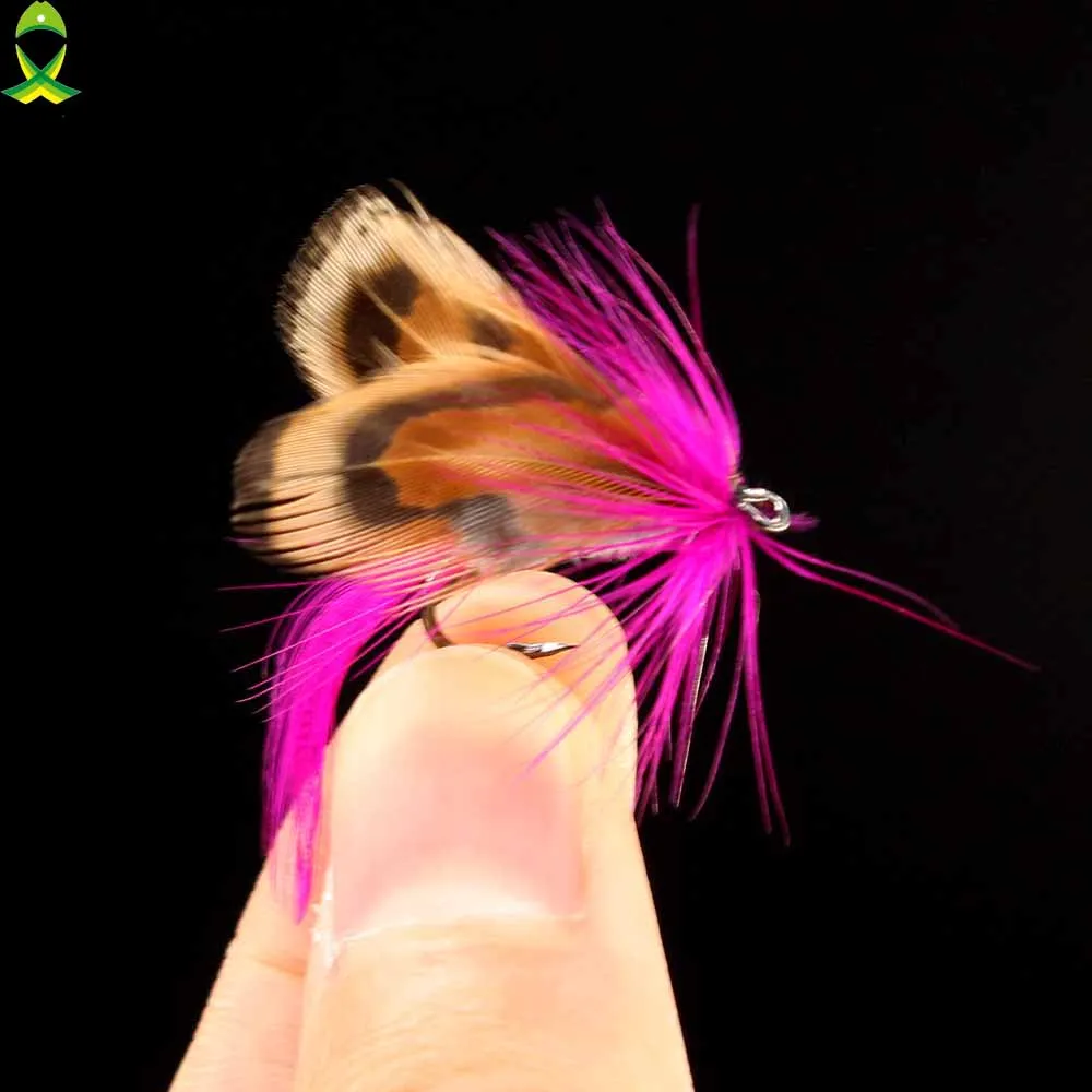 Juego de anzuelos de mariposa de colores para pesca, cebos de mosca seca, insectos, con pluma, 12 unids/set - imagen 3