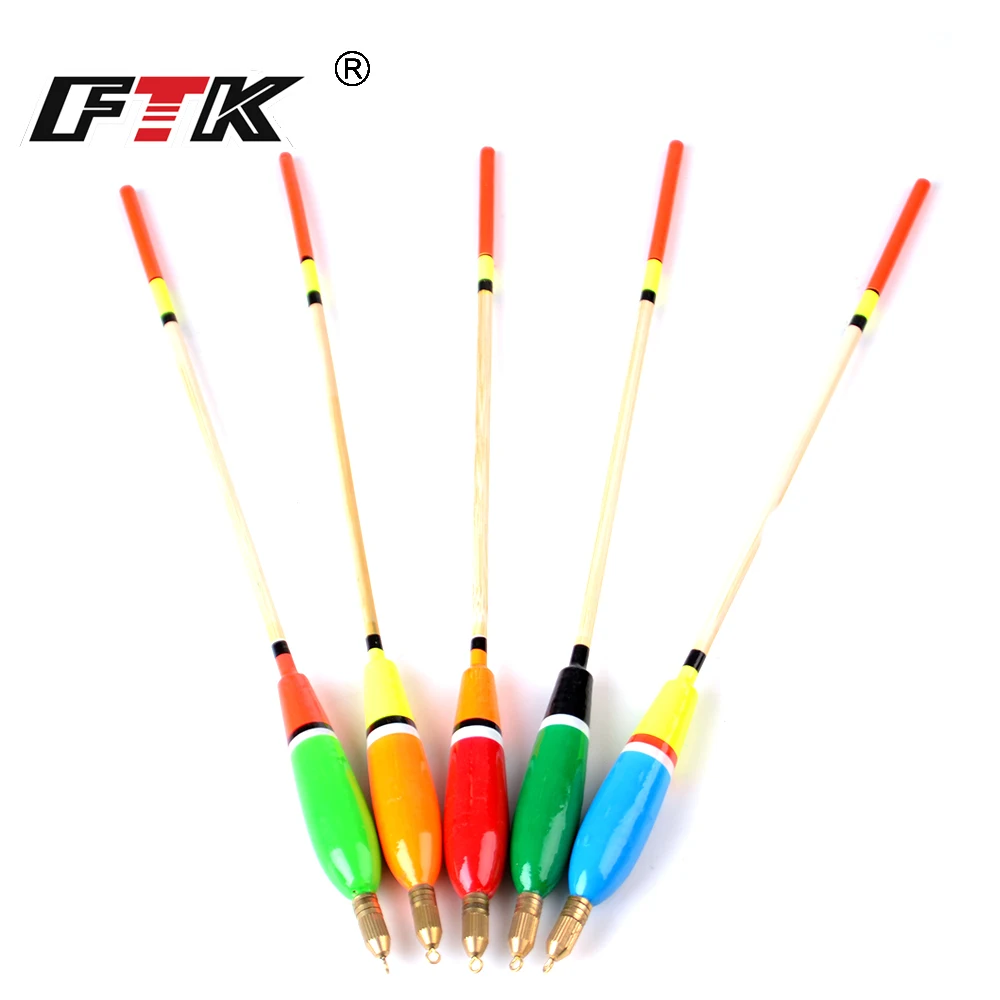 FTK-flotador de pesca colgante de cobre, 5 piezas, tubo de deriva, boya de pesca de colores mezclados, accesorios de pesca de abeto Barguzinsky - imagen 2
