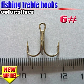 2023 anzuelos triples de plata de pesca tamaño: 6 # a anzuelo afilado mano de obra fina cantidad: 200 unids/lote - imagen 2